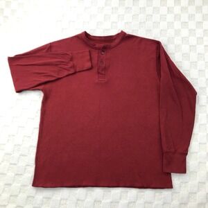 LL Bean Shirt Mens Large Red River Driver's Henley Wool Blend Base Layer